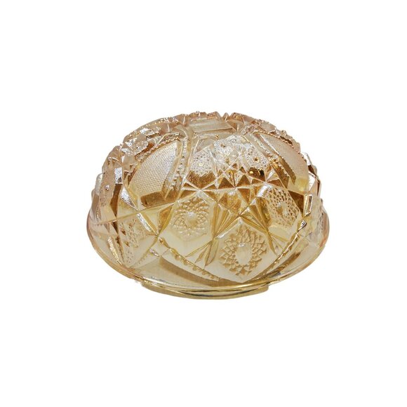 vintage 1950s-60s jeannette marigold diamond cut carnival glass bowl - Picture 10 of 11